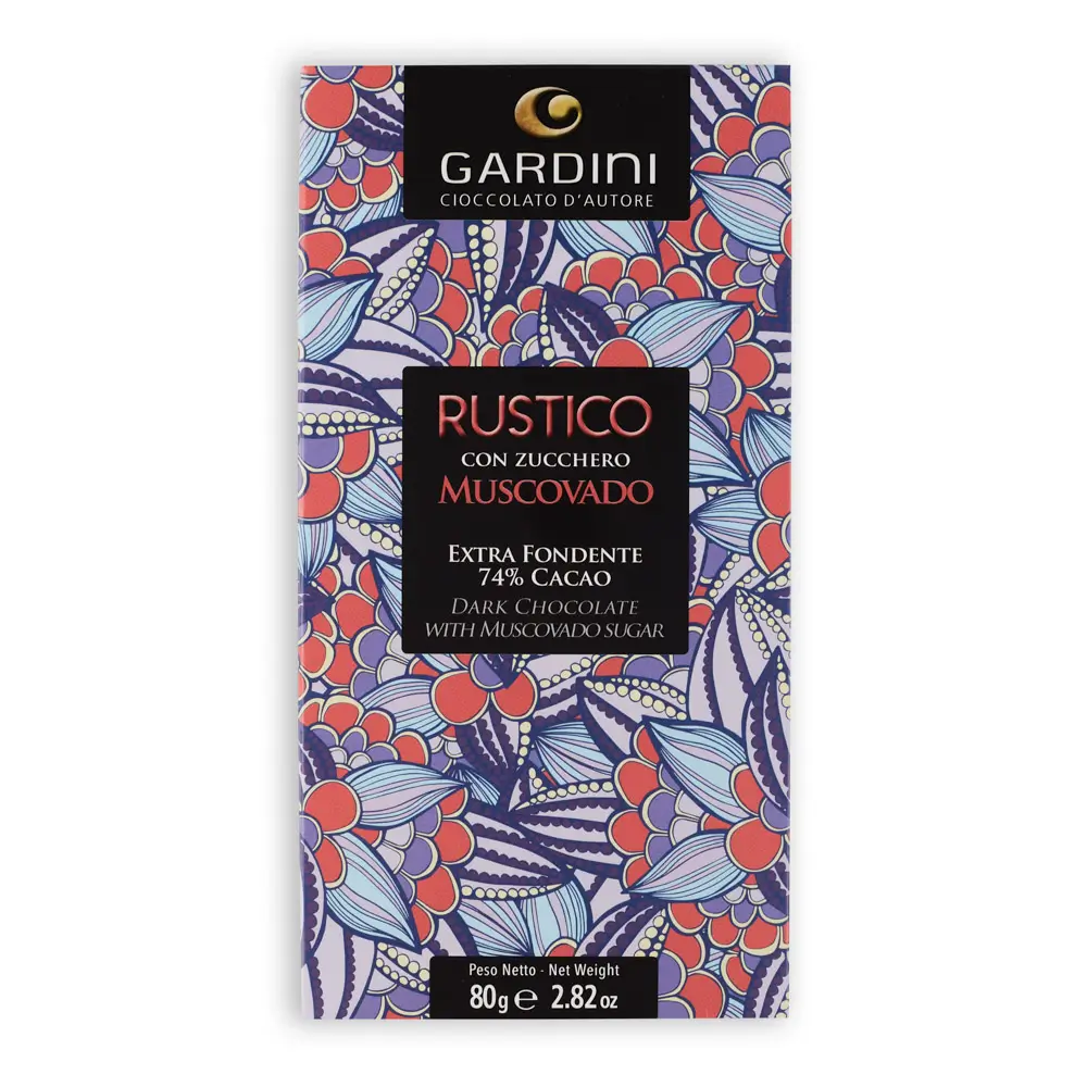 Rustico Extra horká 74 % čokoláda s cukrom muscovado, 80 g